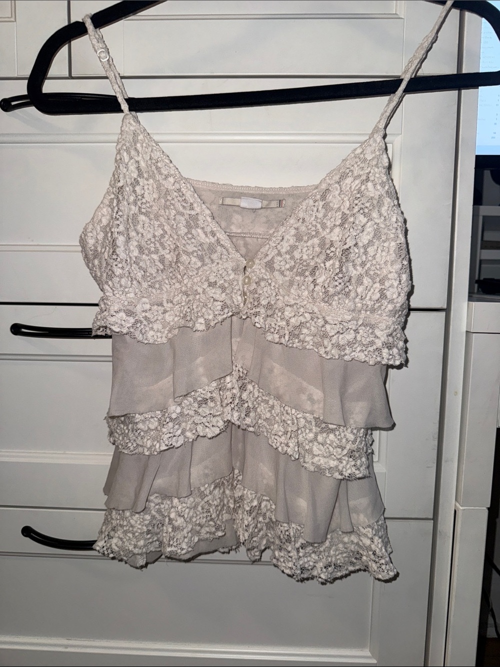 Kimchi Blue Cream Lace Ruffle Camisole